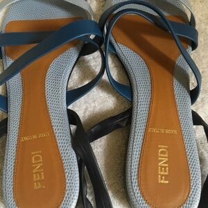 Fendi Blue and Black Sandals with Modern Elegance